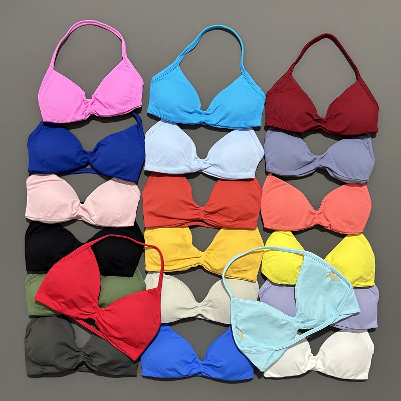 Crossfit Yoga - スポーツストラップブラヨガ下着女性ジムトップランニングエクササイズバックレスブラハイサポートアクティブウェアフィットネスワークアウトホルター