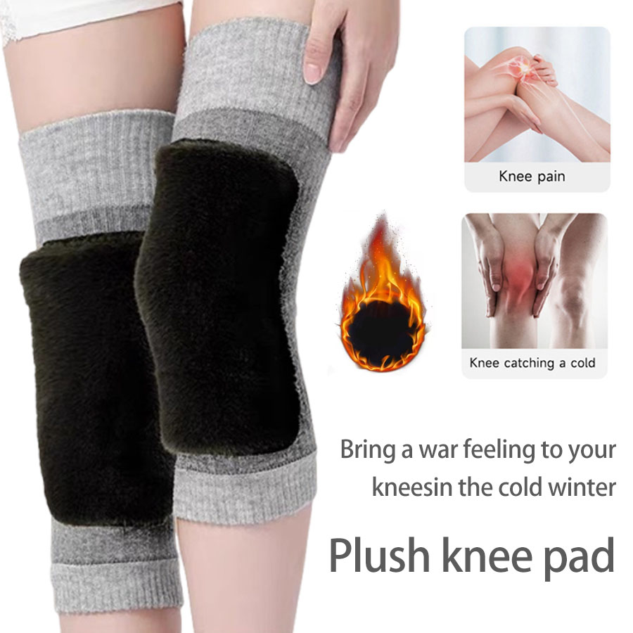 Knee Sleeve Pair - 冬のウール膝ブレースパッド暖かい膝女性男性古いレッグウォーマー Kneewars ウォーマー厚みのある通気性弾性膝袖