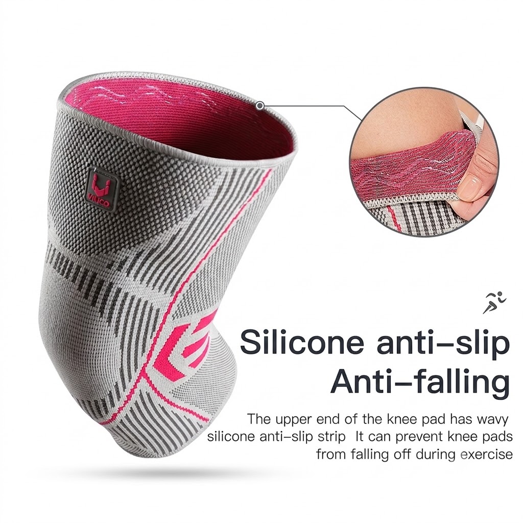 Knee Sleeve Pair - VILICOスポーツ膝パッド、滑り止め、快適な装着感、締め付け具合調整可能、男女兼用、アウトドアテニスに最適