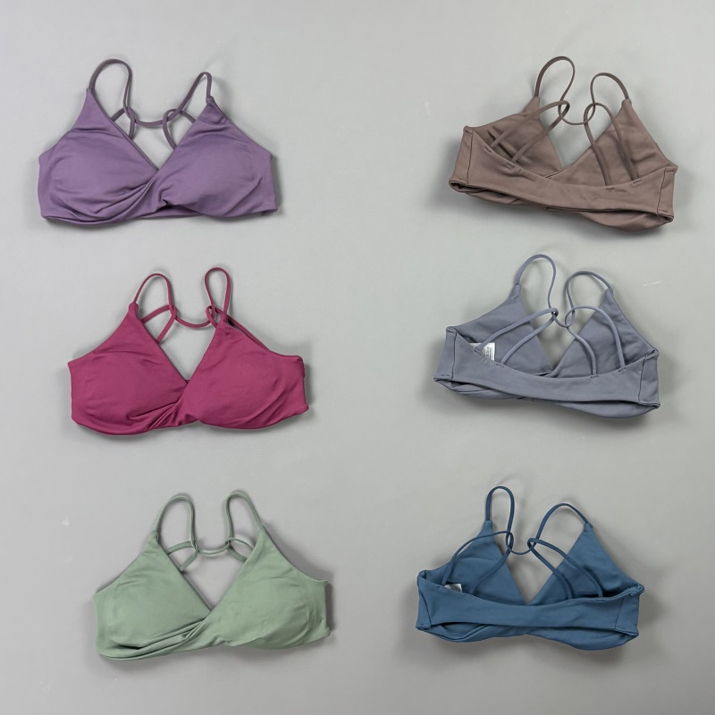 Crossfit Yoga - ビジョンウィメンズスポーツブラ Vネックツイストフロント細ストラップクロスバックシームレスパッド入りヨガブラジムピラティスランニングワークアウト下着