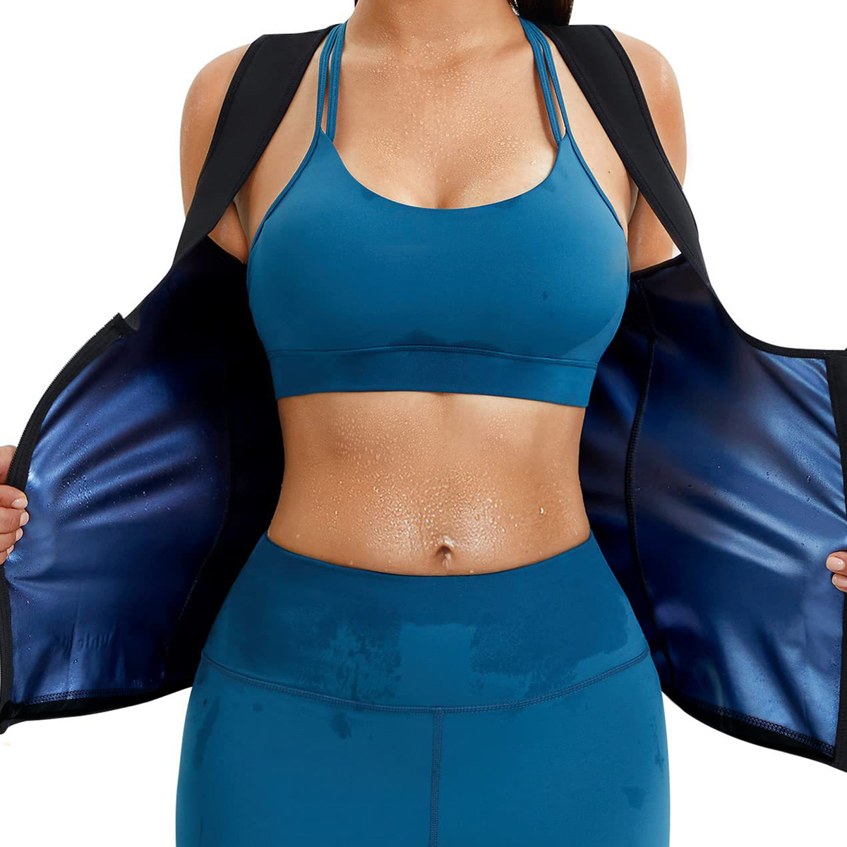 Crossfit Vest - 1 個入り女性用減量用スウェットベスト – 熱を閉じ込めるサウナタンクトップ、速い汗をかくための圧縮機能付きスリミングワークアウトシャツ