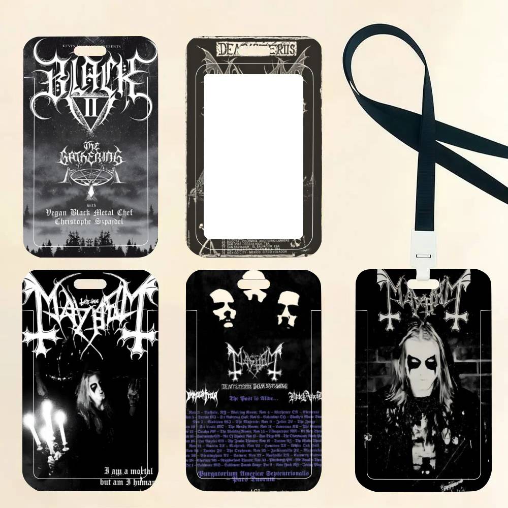 Crossfit Mayhem - ブラックメタルバンド M-Mayhem Dead ID カードホルダーネックストラップペンダントドアバッジホルダーストラップキーホルダー仕事用資格証明ケースギフト