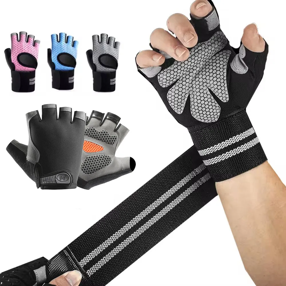 Crossfit Workout Gear - 1 ペアハーフフィンガージムフィットネスグローブ男性 & 女性用リストラップサポートクロスフィットワークアウトパワーウェイトリフティング機器