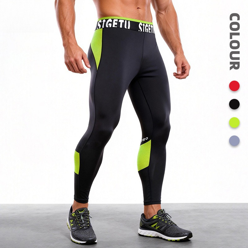 Crossfit Runners - プロ仕様 ナイロン スパンデックス メンズ コンプレッションパンツ マラソンランナー向け