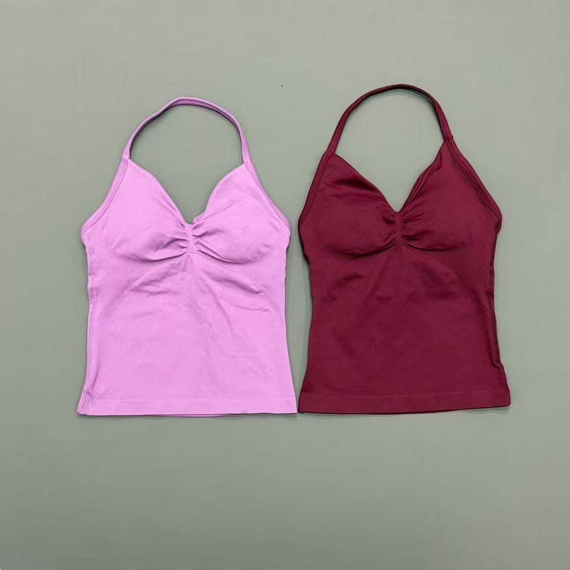 ジム女性用スポーツタンクトップ シームレス ホルターストラッ - Crossfit Yoga のレビューと価格