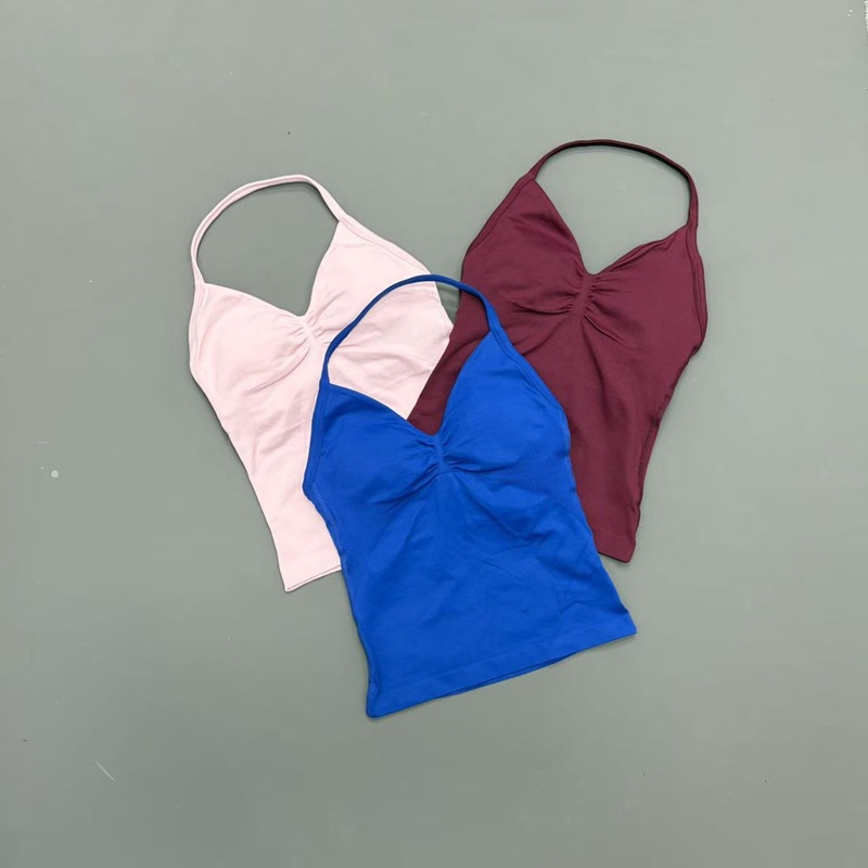 ジム女性用スポーツタンクトップ シームレス ホルターストラッ - Crossfit Yoga のレビューと価格