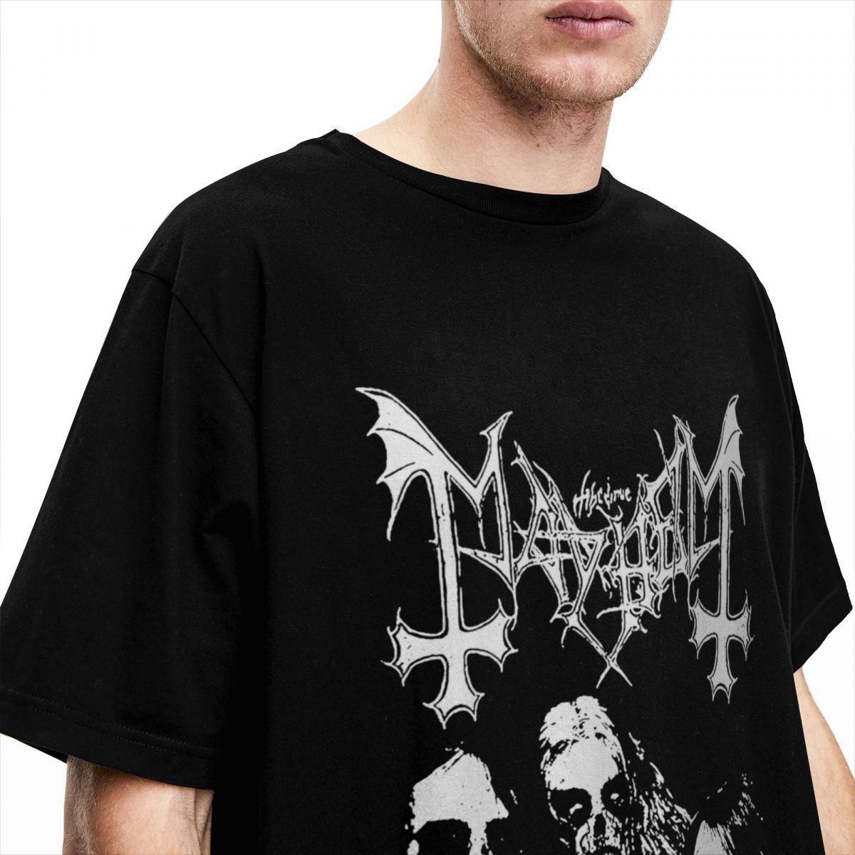 メンズ半袖ラウンドネックTシャツ,シンプルな裾,ブラックメタ - Crossfit Mayhem のレビューと価格