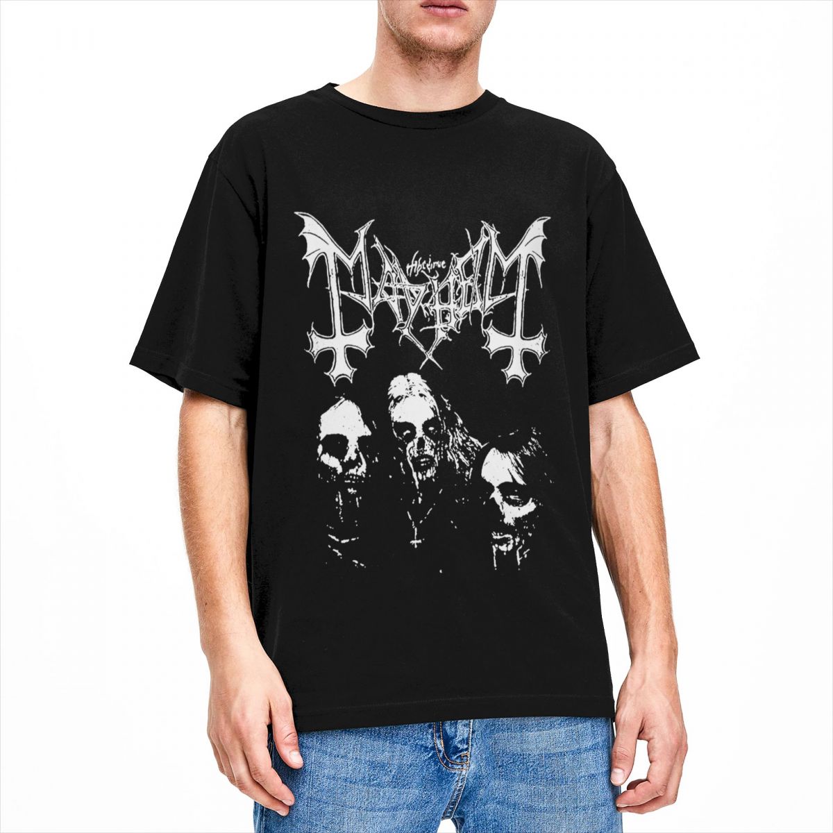 メンズ半袖ラウンドネックTシャツ,シンプルな裾,ブラックメタ - Crossfit Mayhem のレビューと価格