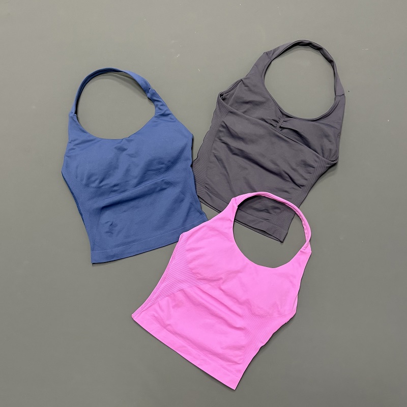 女性用ホルターネックスポーツトップ シームレスヨガタンクトッ - Crossfit Yoga のレビューと価格