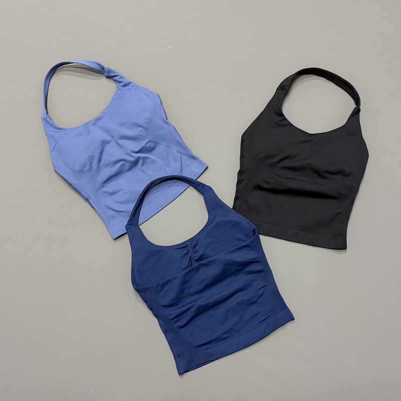 女性用ホルターネックスポーツトップ シームレスヨガタンクトッ - Crossfit Yoga のレビューと価格