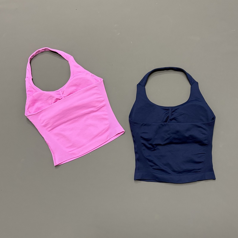 女性用ホルターネックスポーツトップ シームレスヨガタンクトッ - Crossfit Yoga のレビューと価格